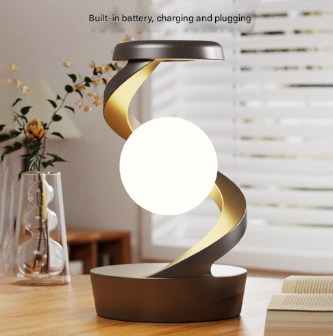 Black Modern Levitating LED Desk Lamp - Spiral Design Atmosphere Light