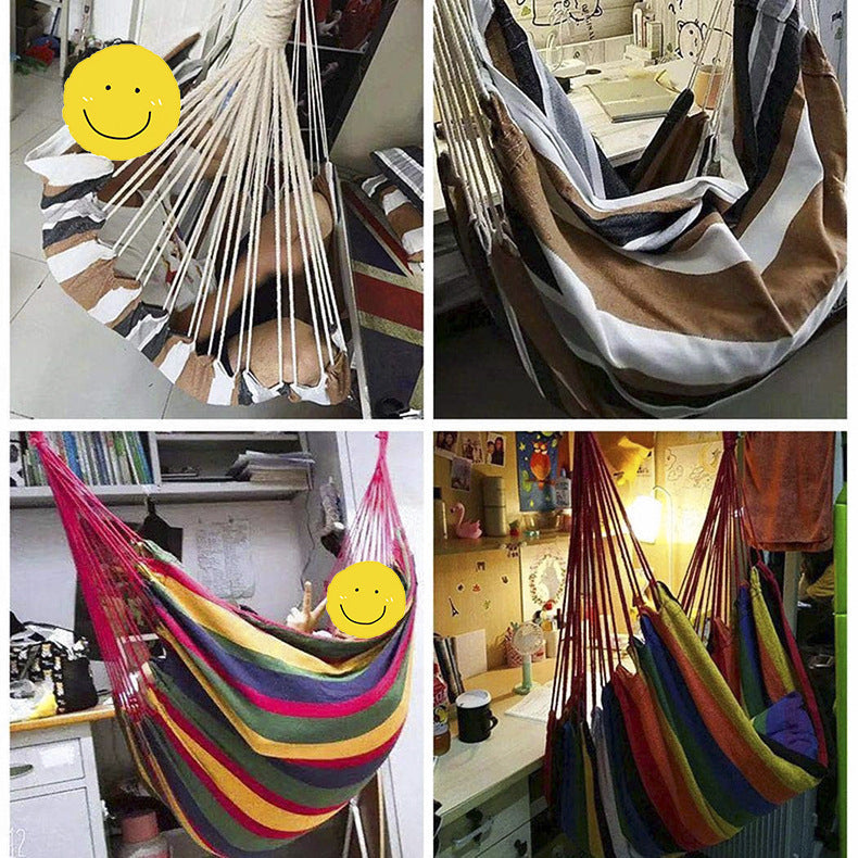 Colorful Striped Hammock Chair with Ropes and Storage Bag - Red Stripes
