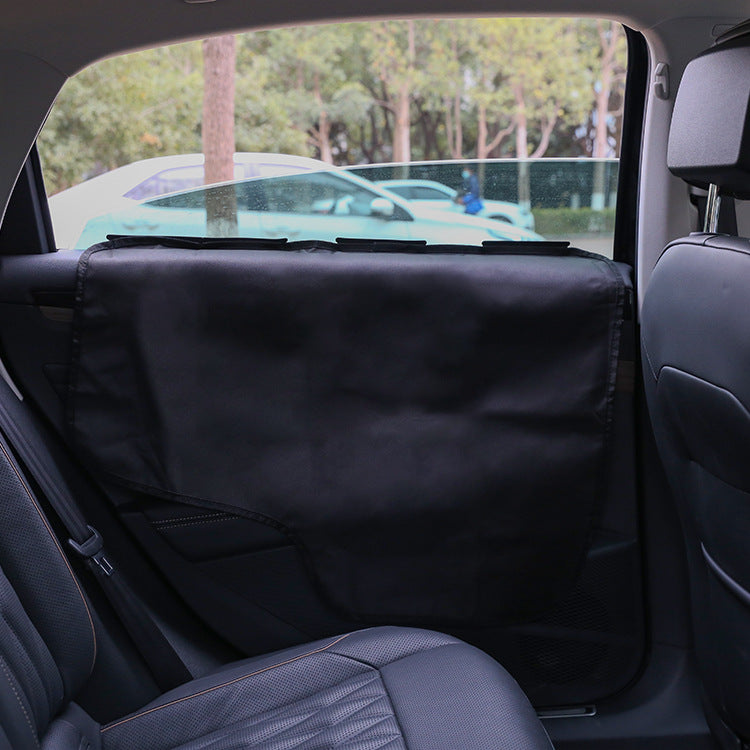 Pet Car Door Protector with Storage Pocket - 77x64cm Black