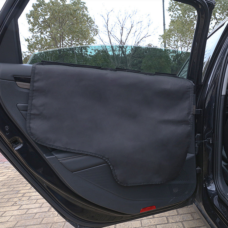 Pet Car Door Protector with Storage Pocket - 77x64cm Black