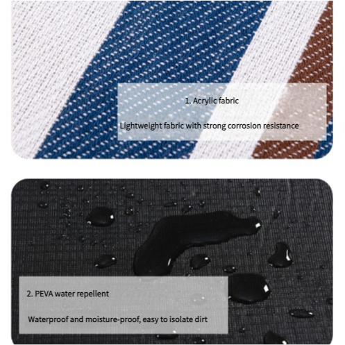 Waterproof Foldable Picnic Blanket with Handle - 2x2m Blue and white stripes