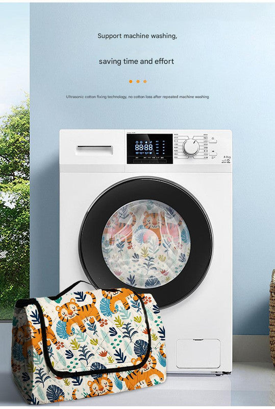 Waterproof Foldable Picnic Blanket with Dinosaur Print - 200x200cm