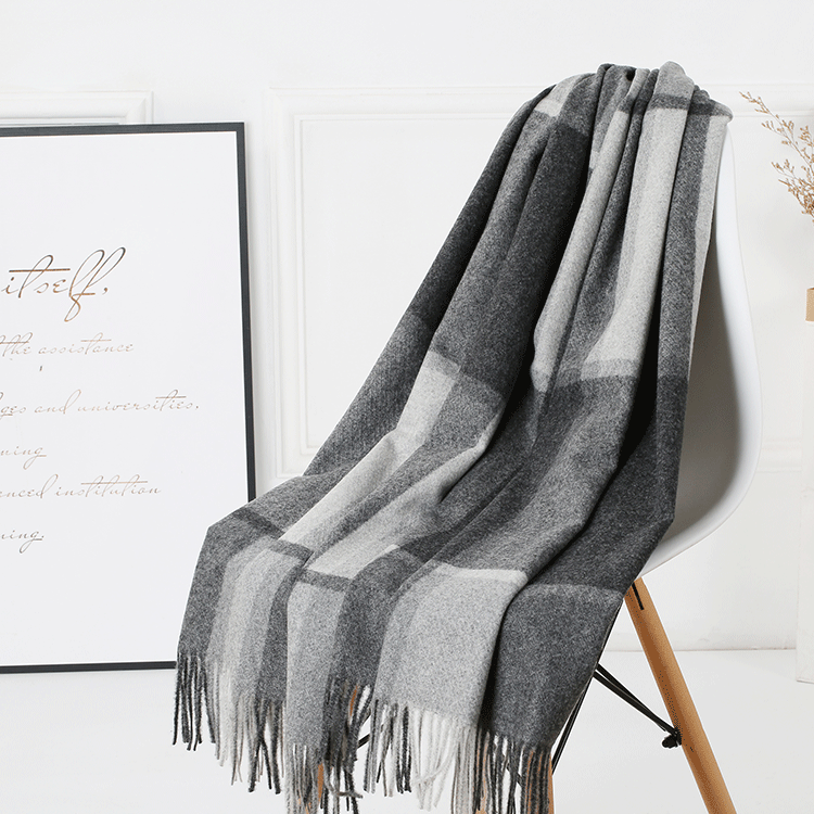 Cozy Color Block Fringe Scarf - Black and White Shawl for Fall and Winter
