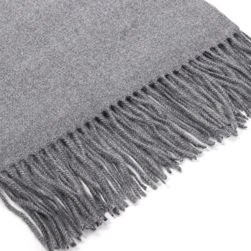 Luxury Cashmere Blend Scarf, Large 200x70cm Fringed Scarf (Light Gray)