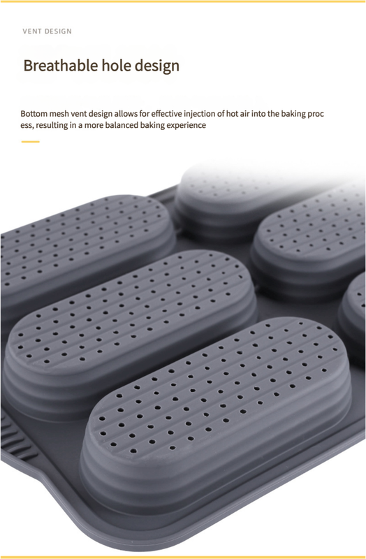 Brown 6-hole silicone baking mold, perforated loaf pan 37.5 cm x 24.5 cm, suitable for bread and cakes (sold in sets of 2)