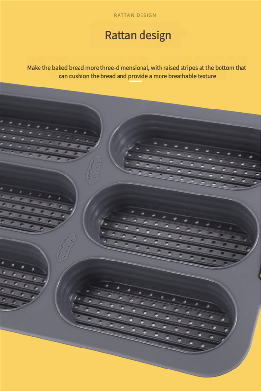 Brown 6-hole silicone baking mold, perforated loaf pan 37.5 cm x 24.5 cm, suitable for bread and cakes (sold in sets of 2)