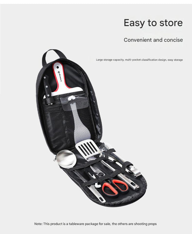 Portable Kitchen Utensil Storage Bag - Lightweight Organizer for Camping and Outdoor Cooking, Gray