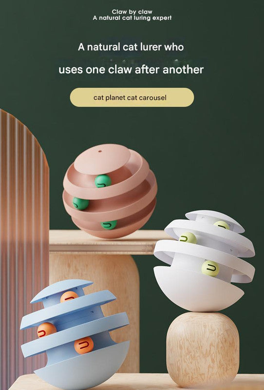 Klein Blue Interactive Cat Scratching Ball Toy - Multi-layer Track with Rolling Ball