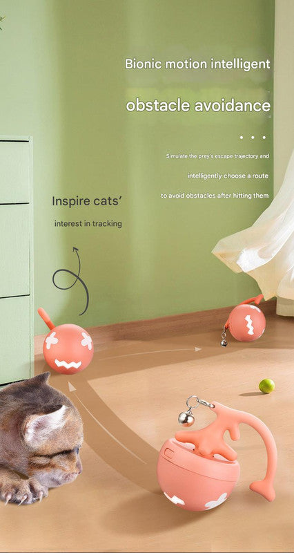 Rechargeable Interactive Cat Toy - Self-Rolling Ball with LED Light,Standard Edition Blue