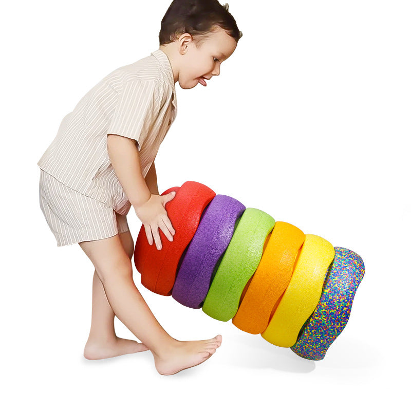 Rainbow Balance Stepping Stone - Sensory Training Toy for Kids, Fruit green Step