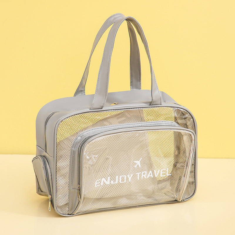 Waterproof beach bag with wet and dry separation, gym and swim storage bag, toiletries and cosmetic bag for swimsuits and goggles (Gray has shoe