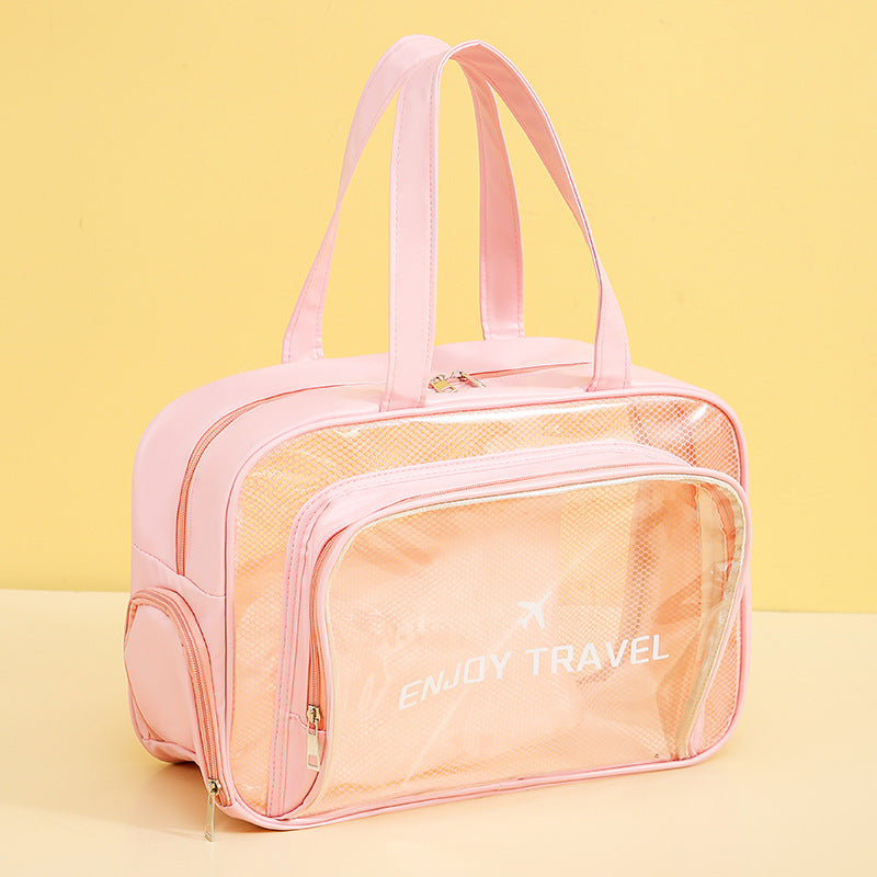 Waterproof beach bag with wet and dry separation, gym and swim storage bag, toiletries and cosmetic bag for swimsuits and goggles (Pink has shoe