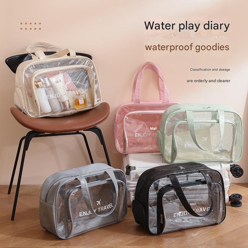 Waterproof beach bag with wet and dry separation, gym and swim storage bag, toiletries and cosmetic bag for swimsuits and goggles (Gray has no shoe compartment)