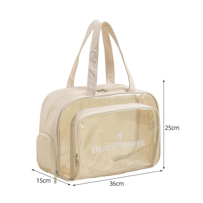 Waterproof beach bag with wet and dry separation, gym and swim storage bag, toiletries and cosmetic bag for swimsuits and goggles (Black has no shoe