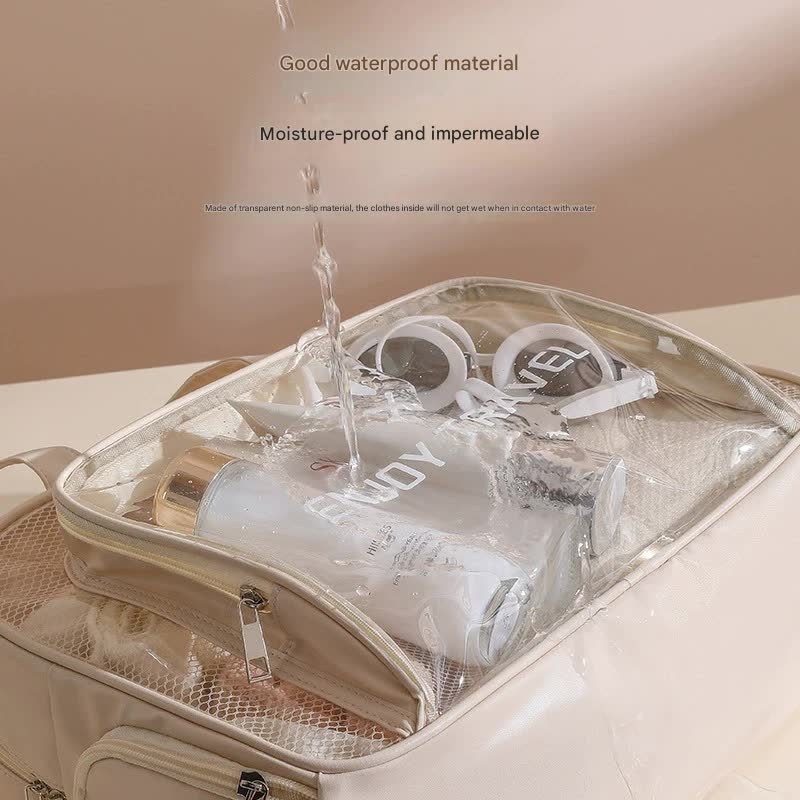 Waterproof beach bag with wet and dry separation, gym and swim storage bag, toiletries and cosmetic bag for swimsuits and goggles (Black has no shoe compartment)