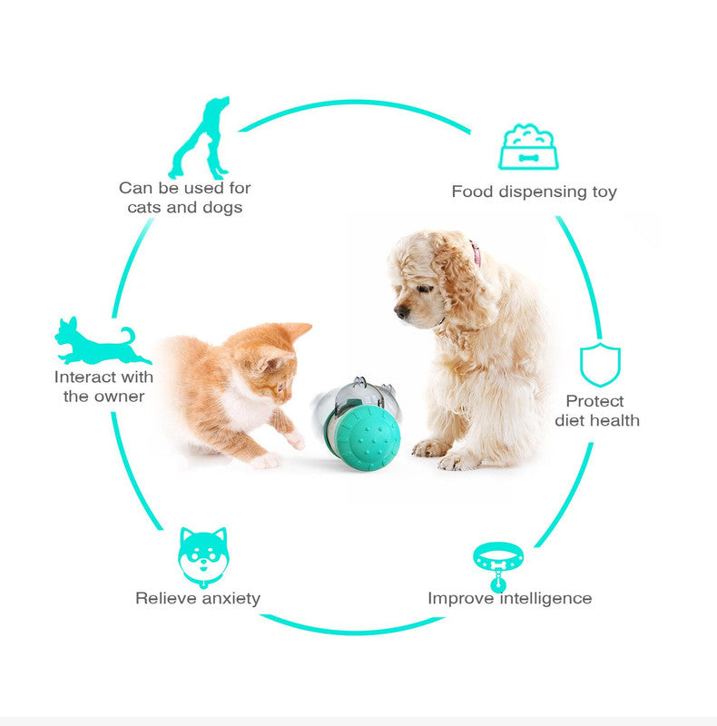 Pet Tumbler Treat Dispenser Ball,Interactive Feeding Toy for Dogs and Cats(Pink and white)