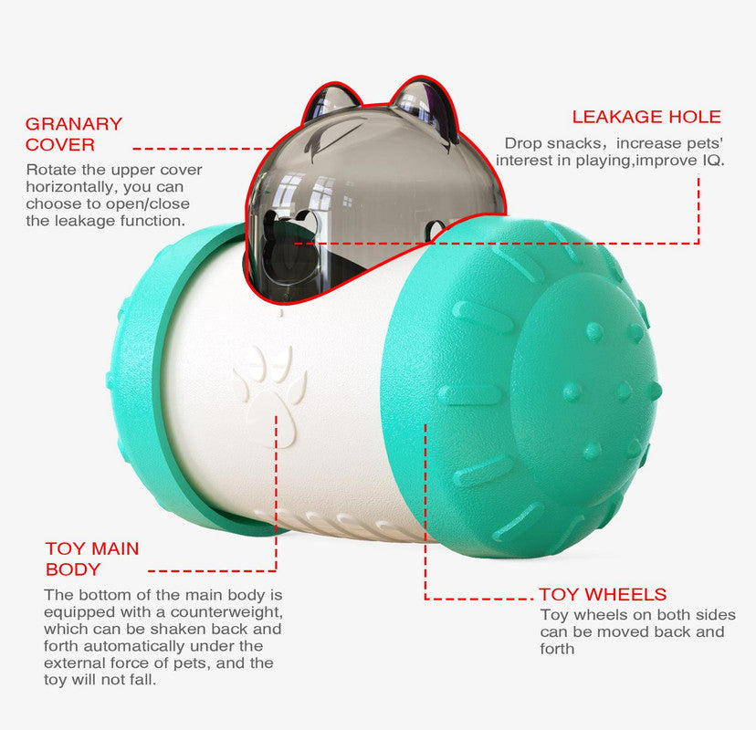 Pet Tumbler Treat Dispenser Ball,Interactive Feeding Toy for Dogs and Cats(Pink and white)