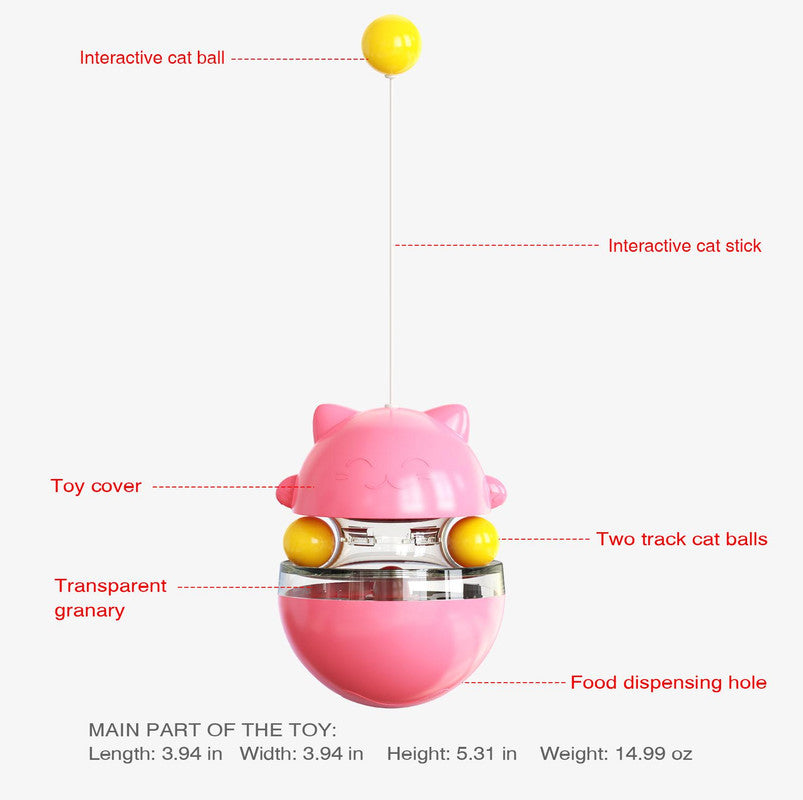 Cat Teaser Cup Toy, Interactive Treat Dispensing Ball with Wand (Green)
