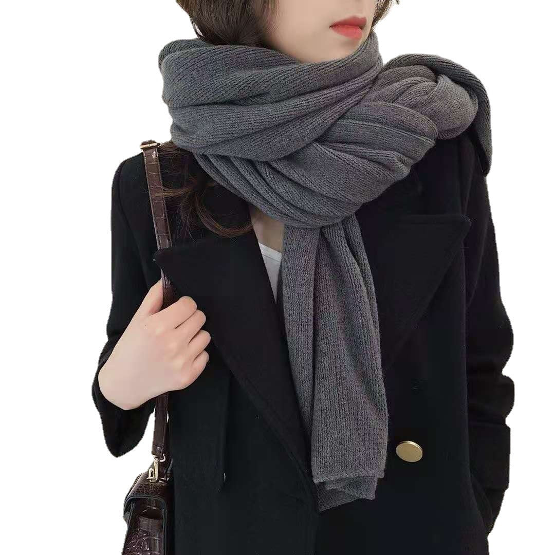White Imitation Cashmere Solid Scarf - Warm Winter Shawl for Men and Women