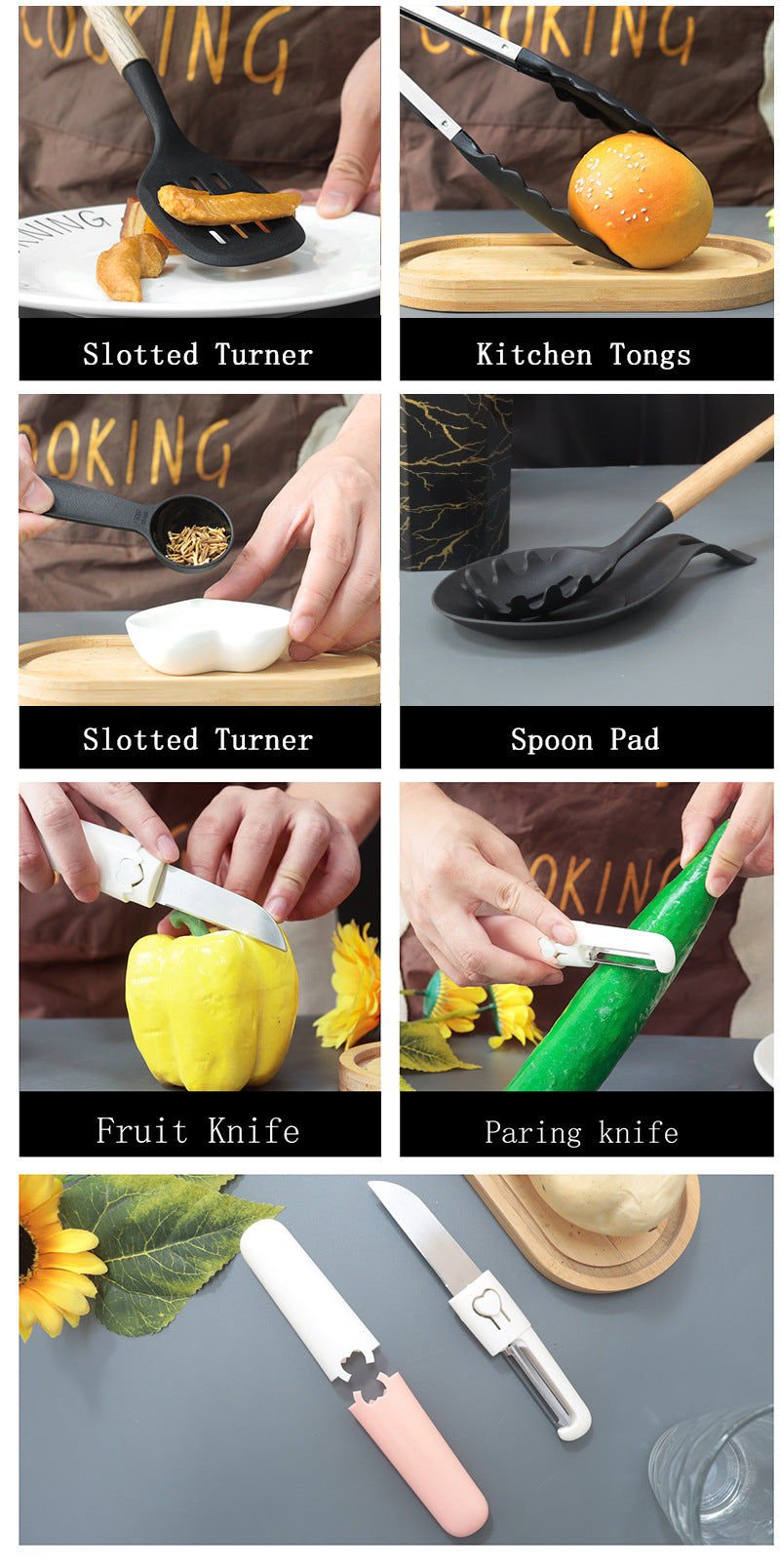 White 12-Piece Silicone Cooking Utensil Set - Non-Stick Food-Grade Kitchen Tools with Holder