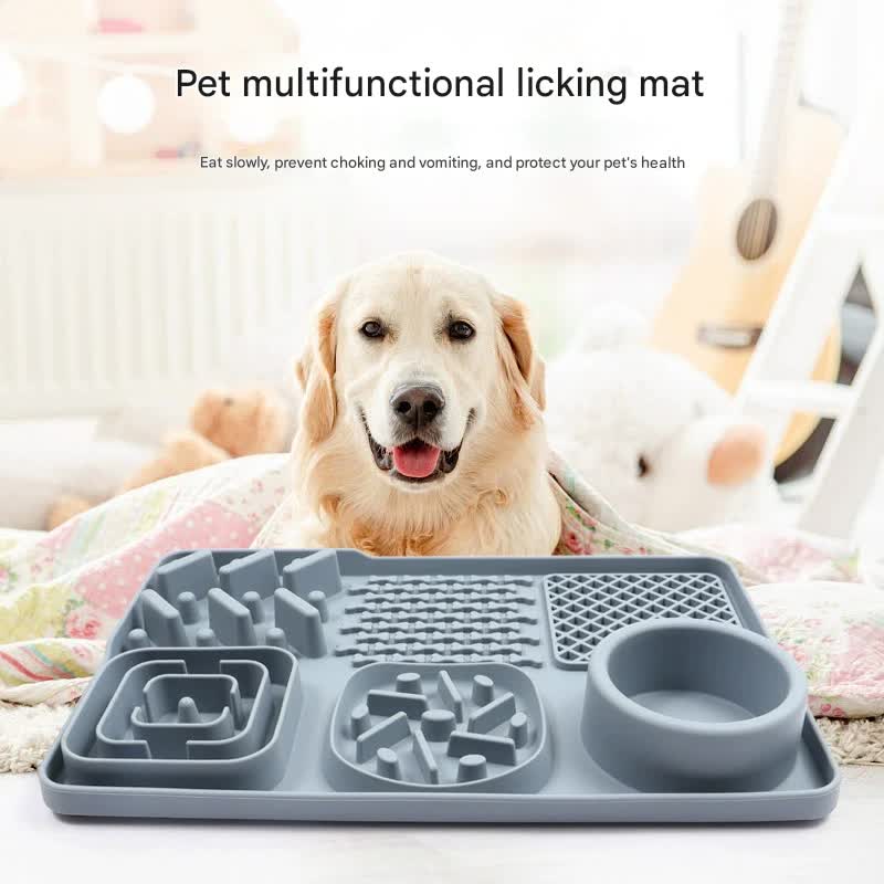 Pet Slow Feeder Lick Mat with Suction Cups - Anti-Anxiety Dog Feeding Mat(Blue)