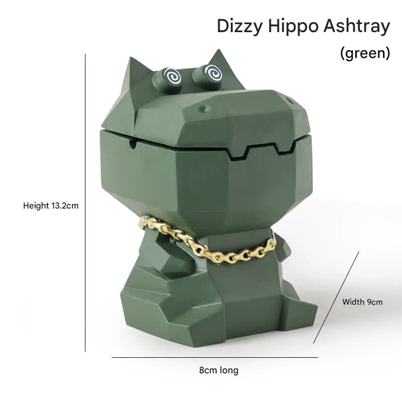 Hippo Ashtray with Lid - Stylish Geometric Decor for Home and Office(Green)