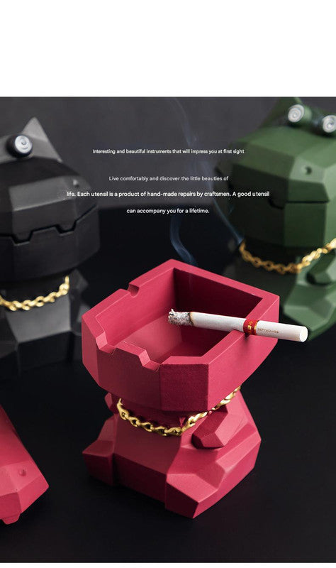 Hippo Ashtray with Lid - Stylish Geometric Decor for Home and Office(Green)