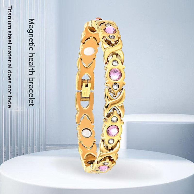 Magnetic Therapy Bracelet - Anti-Allergy Jewelry with Gemstone Design and Health Benefits(Steel)