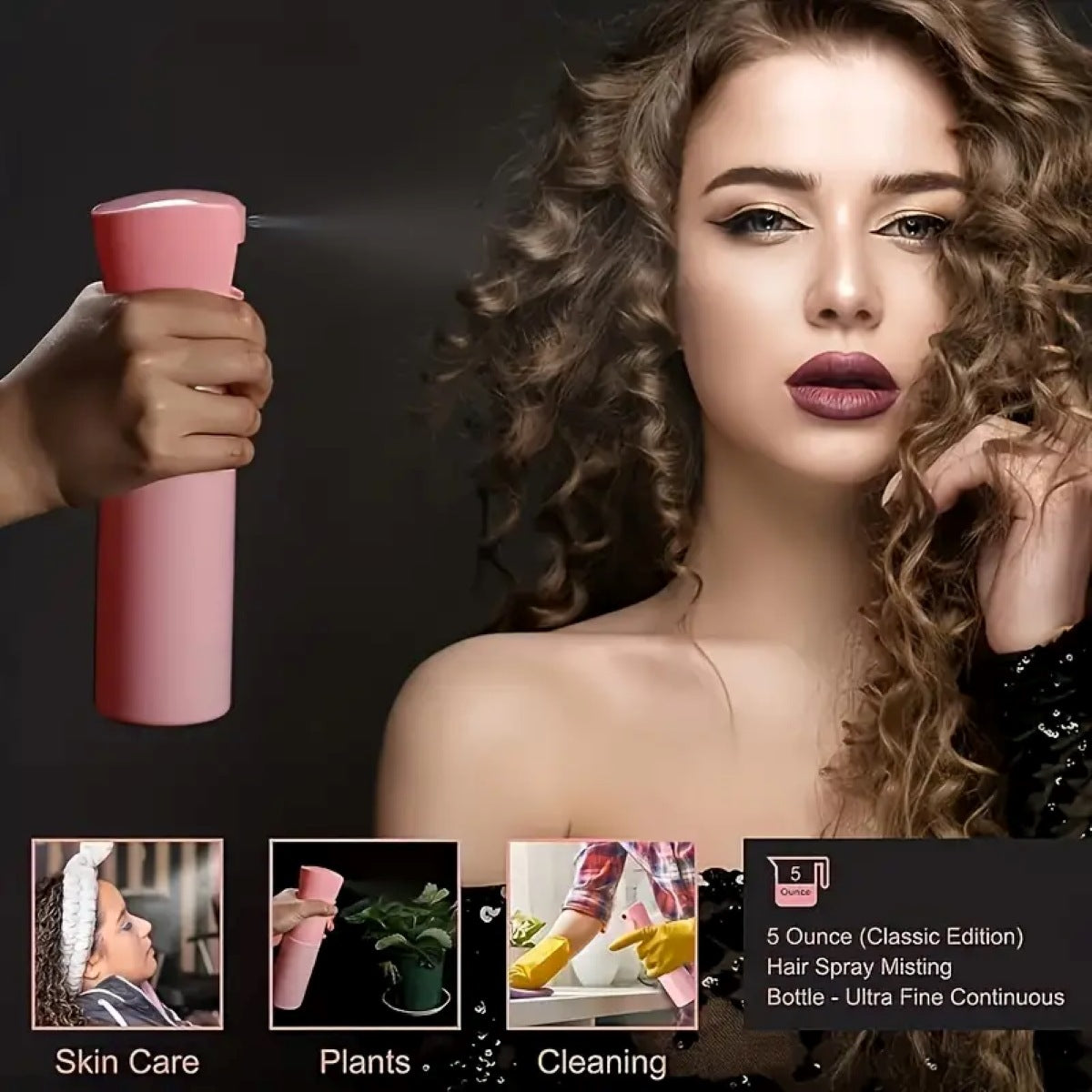 Complete Hair Styling Kit with Detangling Brushes, Combs, Spray Bottle, and Accessories(pink)