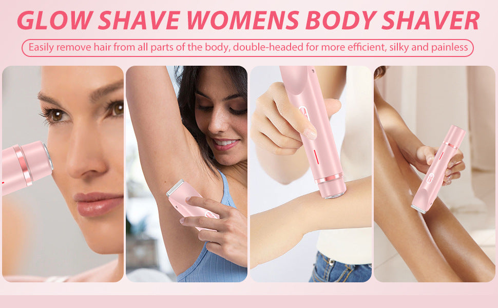 2-in-1 Ladies Electric Shaver & Trimmer - IPX7 Waterproof, USB-C Rechargeable, Dual Head Design(Purple)