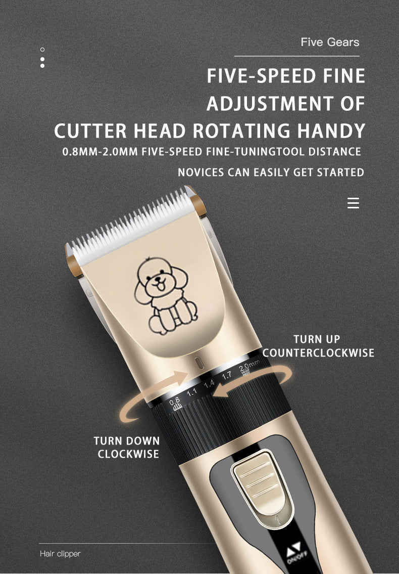 Professional Pet Grooming Hair Clipper Kit - Rechargeable, Low Noise, with Ceramic Blades & 5-Speed
