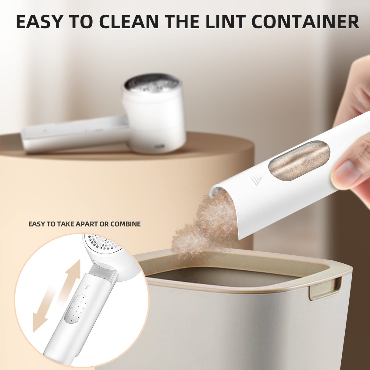 Rechargeable Electric Lint Remover with LED Display - 3 Speed Levels, USB-C Charging, 2600mAh Battery(black)