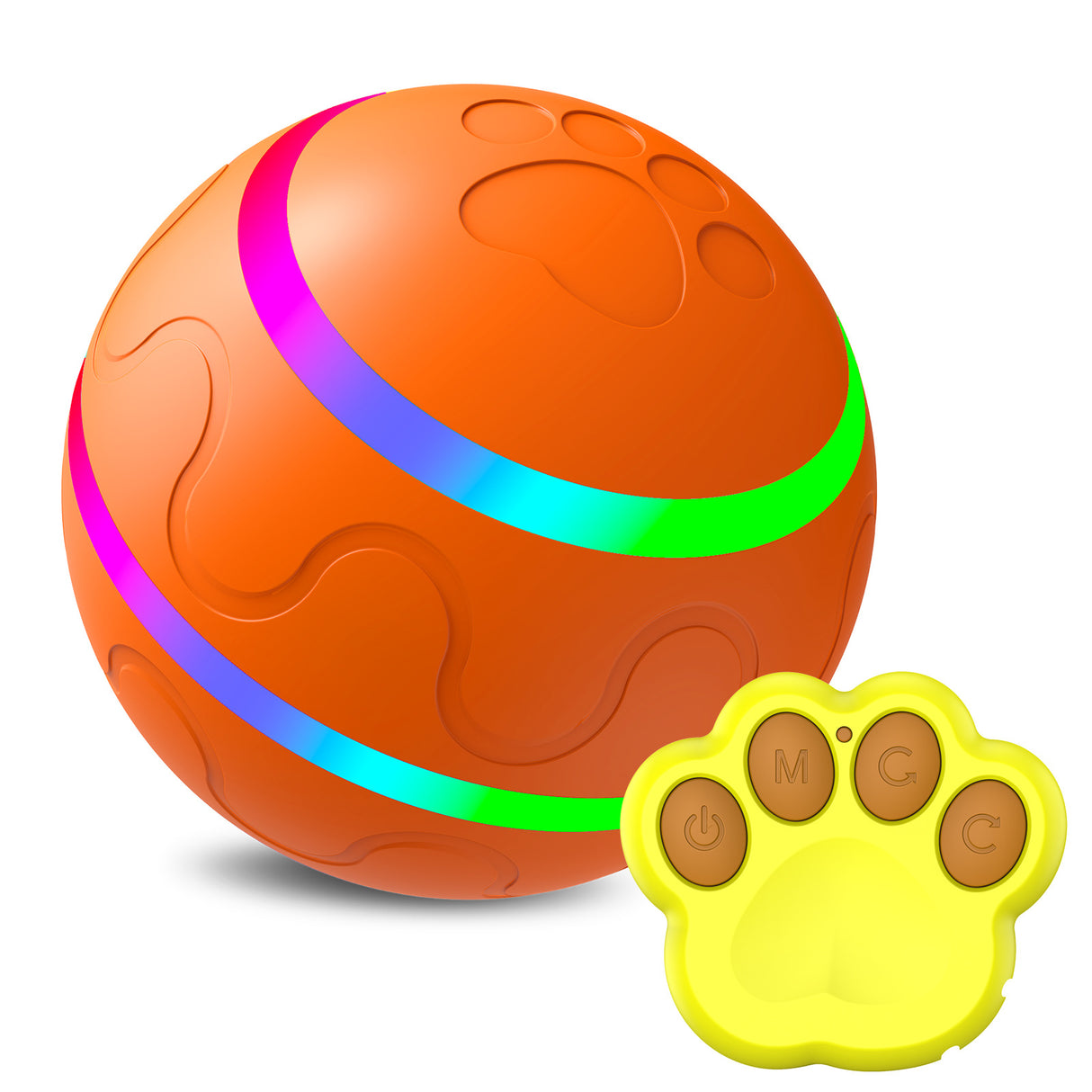 Interactive Auto Pet Toy Ball with Remote Control - USB Rechargeable, LED Lights, Sturdy & Waterproof(orange)