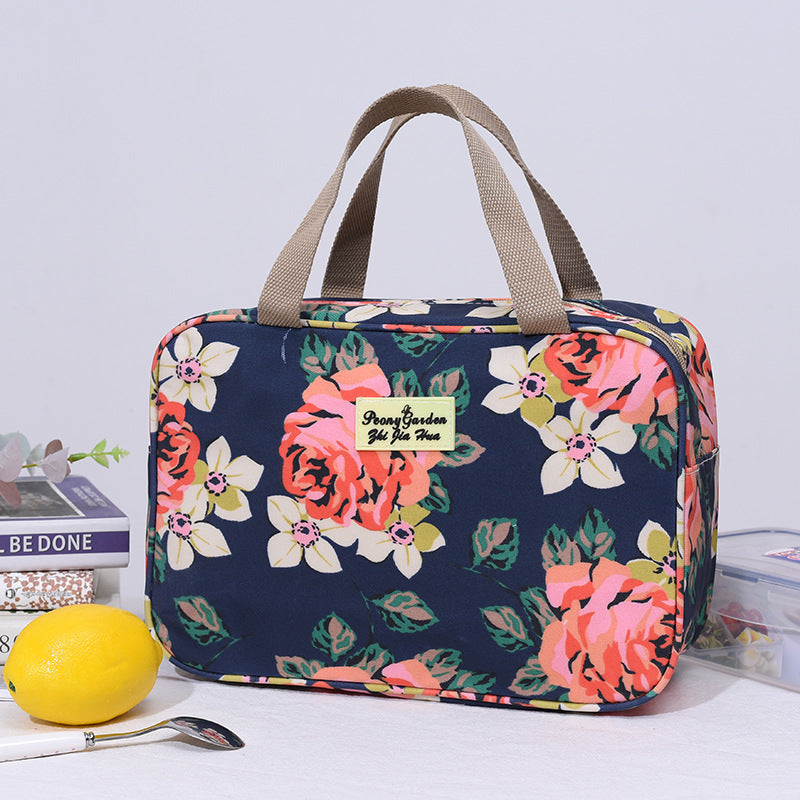 Versatile Portable Handled Bag - Durable Waterproof Fabric, Ideal for Toiletries, Lunch & Travel(Rose)