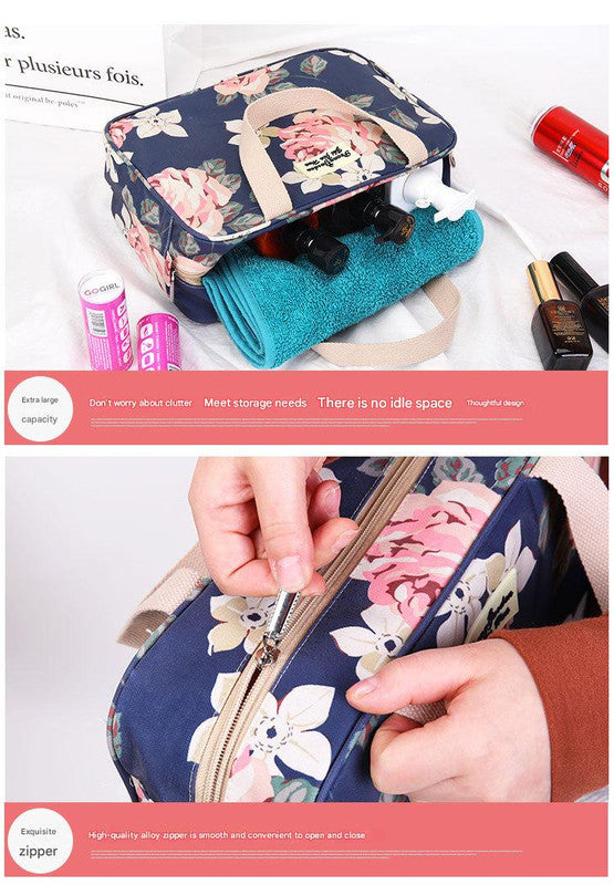 Versatile Portable Handled Bag - Durable Waterproof Fabric, Ideal for Toiletries, Lunch & Travel(Leaves)