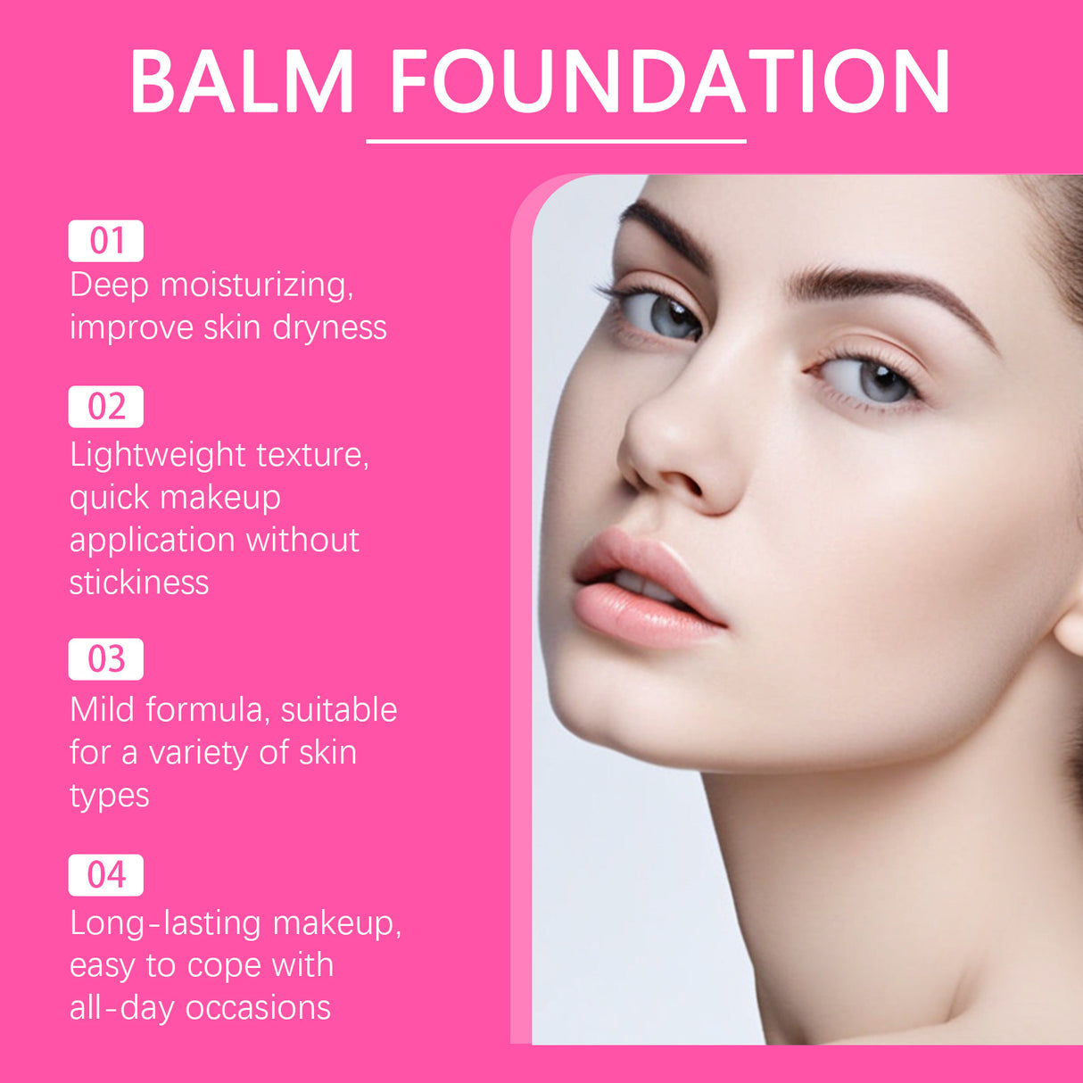 Moisturizing Balm Foundation - Lightweight Texture, Long-Lasting Natural Coverage(Ivory color)