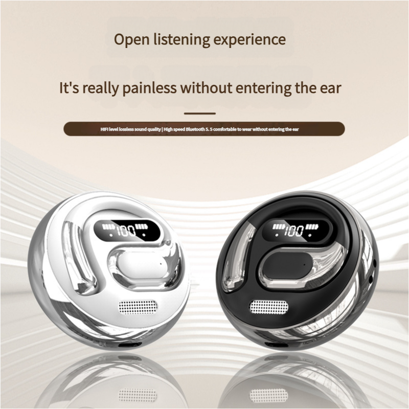 Open-Ear Conduction TWS Earbuds - Bluetooth 5.5, HIFI Sound, LED Display(white)
