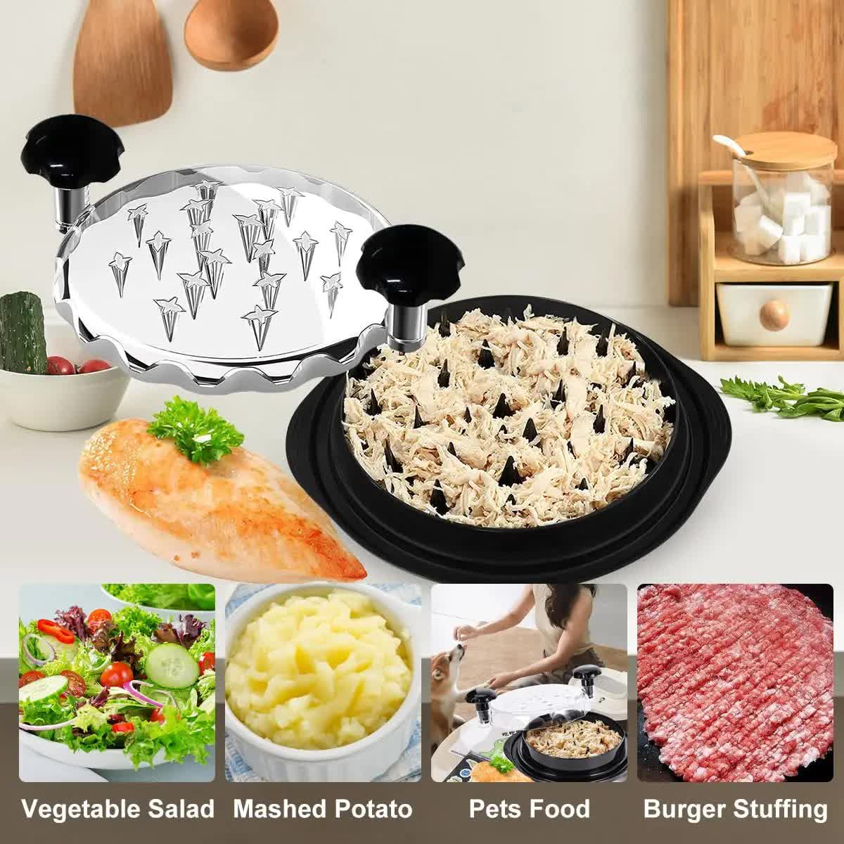 Upgraded Meat Shredder Tool - Rotating Chicken & Pork Puller with Anti-Slip Base & Ergonomic Grips(black)