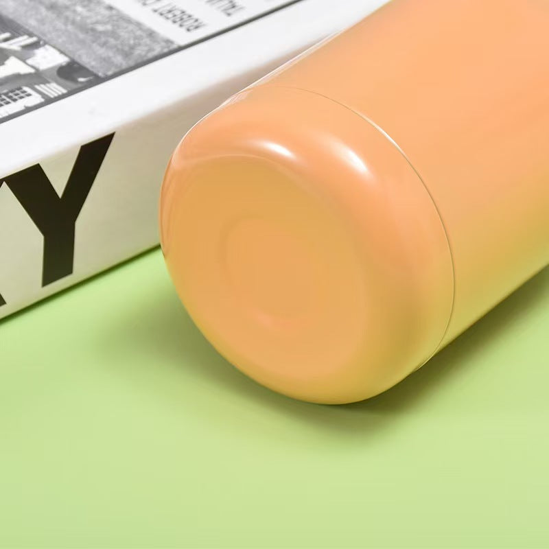 Good Luck" Mini Stainless Steel Thermos Flask - 350ml Leakproof Insulated Bottle with Pop-Up Lid & Strap(white)"