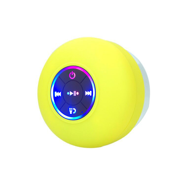 IPX4 Waterproof Bluetooth Shower Speaker with Suction Cup & LED Lights - Hands-Free Calling(yellow)