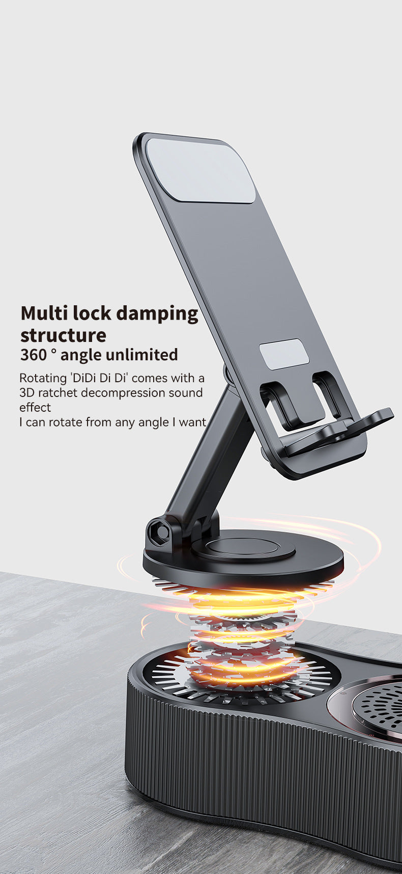 Foldable Bluetooth Speaker with 360 Rotating Phone/Tablet Stand & RGB Lights - HIFI Surround Sound(black)