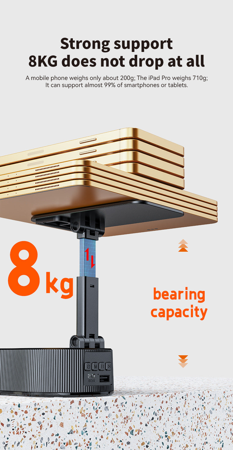 Foldable Bluetooth Speaker with 360 Rotating Phone/Tablet Stand & RGB Lights - HIFI Surround Sound(Pink)