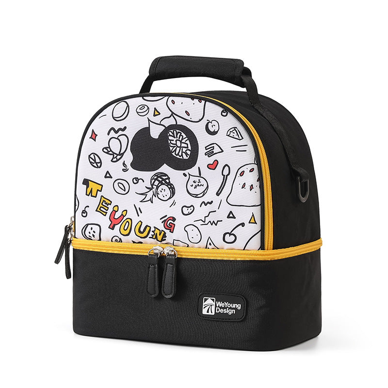 Versatile Insulated Breast Milk Cooler & Lunch Backpack - Waterproof, Multi-Carry Options(Black print)