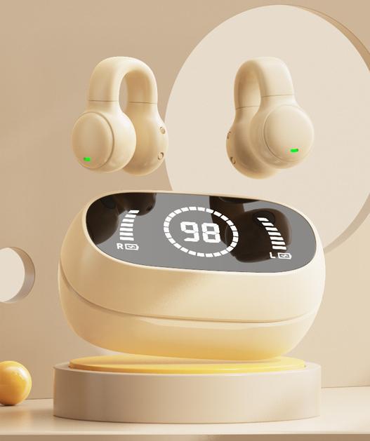 Open-Ear Conduction TWS Earbuds - Bluetooth 5.4, 9D Surround Sound, LED Display, Long Battery Life(Skin color)