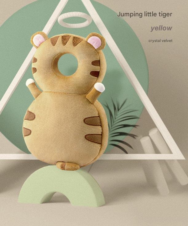 Adorable Baby Head Protector Backpack Cushion - Anti-Fall Toddler Safety Pad with Adjustable Straps(Yellow Tiger)