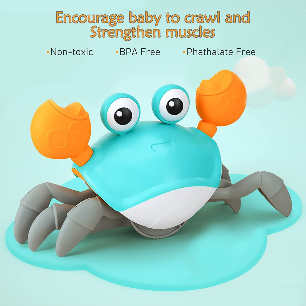Interactive Crawling Crab Baby Toy with Music, Lights & Obstacle Avoidance(green)