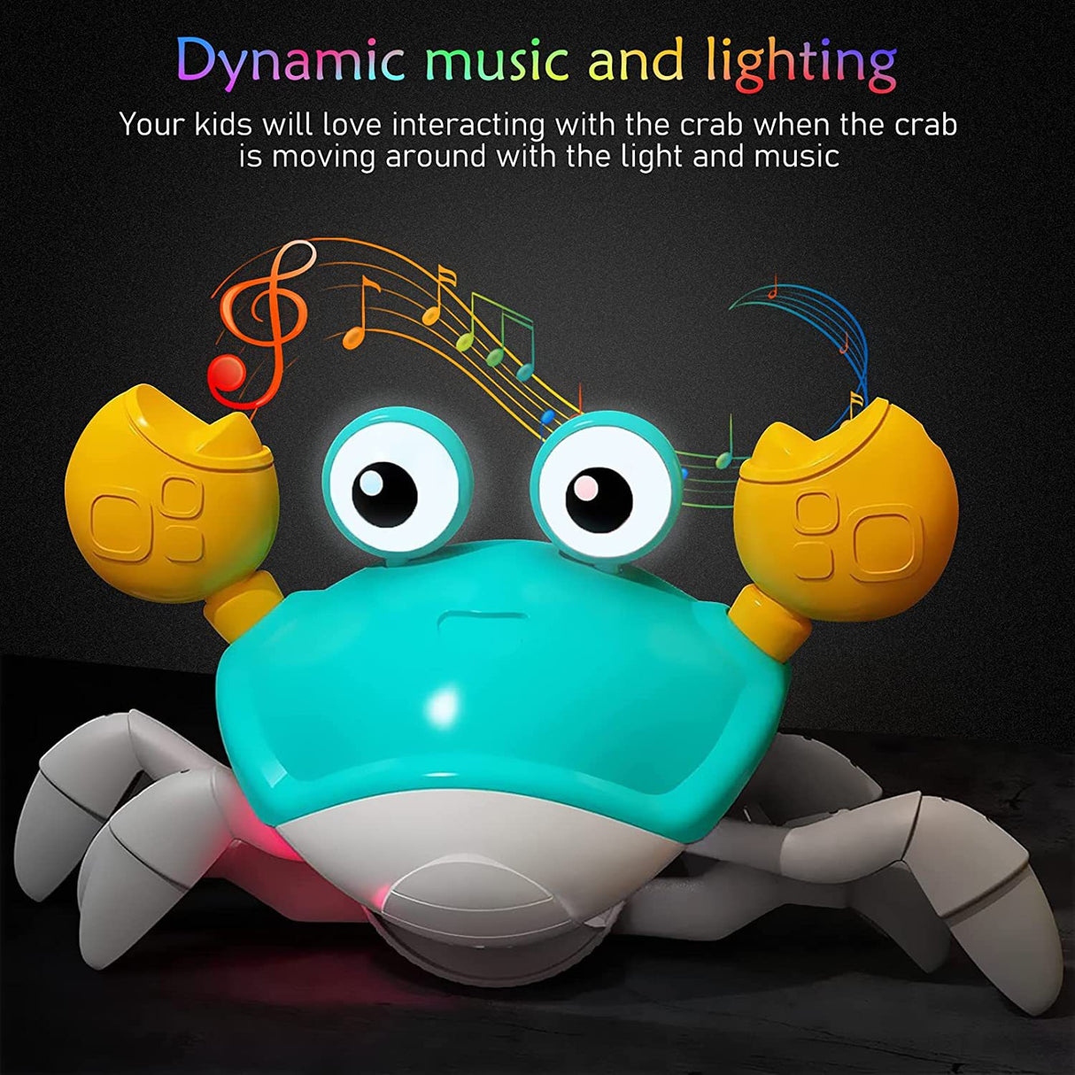 Interactive Crawling Crab Baby Toy with Music, Lights & Obstacle Avoidance(green)