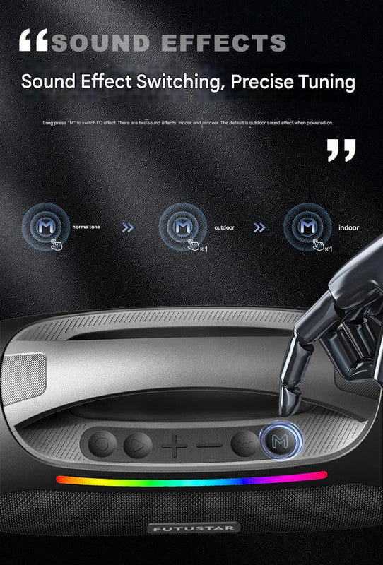 Portable Bluetooth 5.3 Speaker - 60W Powerful Sound, RGB Lights, Multiple Inputs(black)