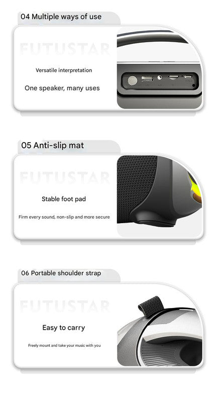 Portable Bluetooth 5.3 Speaker - 60W Powerful Sound, RGB Lights, Multiple Inputs(black)