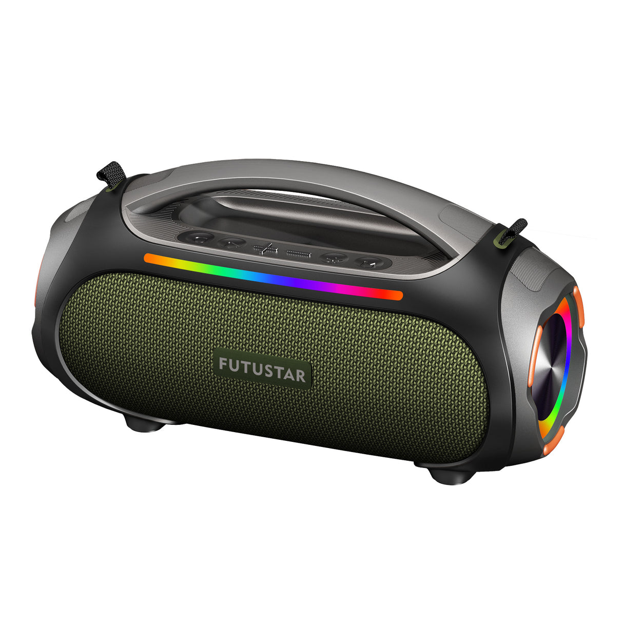 Portable Bluetooth 5.3 Speaker - 60W Powerful Sound, RGB Lights, Multiple Inputs(Green)